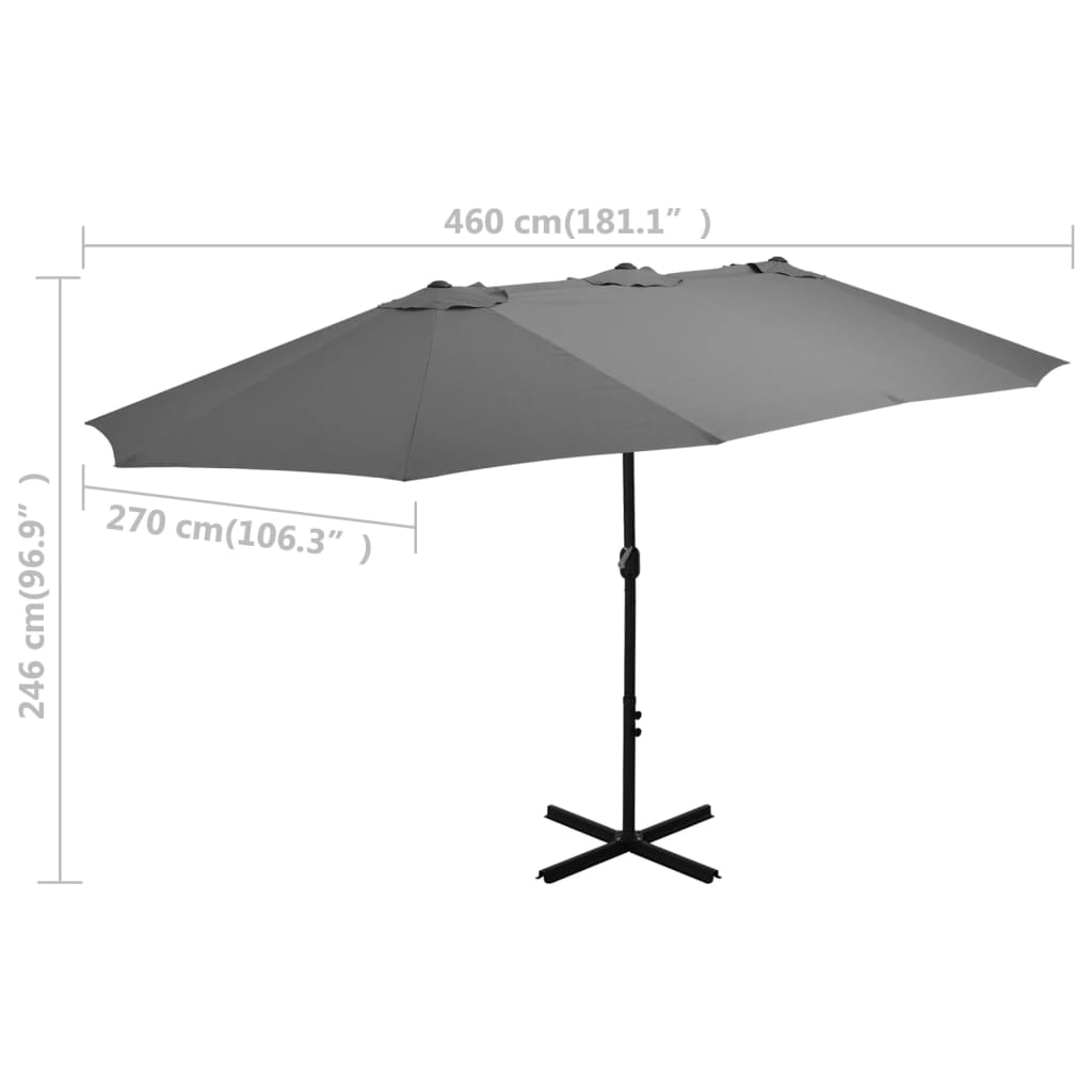 Umbrelă De Soare Cu Stâlp Aluminiu, , 460 X 270 Cm