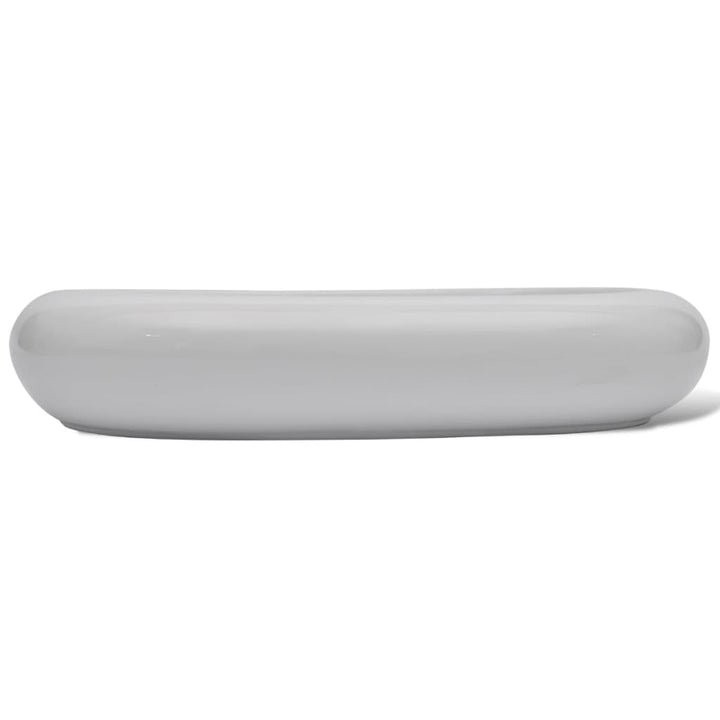 Chiuvetă De Baie Cu Robinet Mixer, Ceramic, Oval, Alb