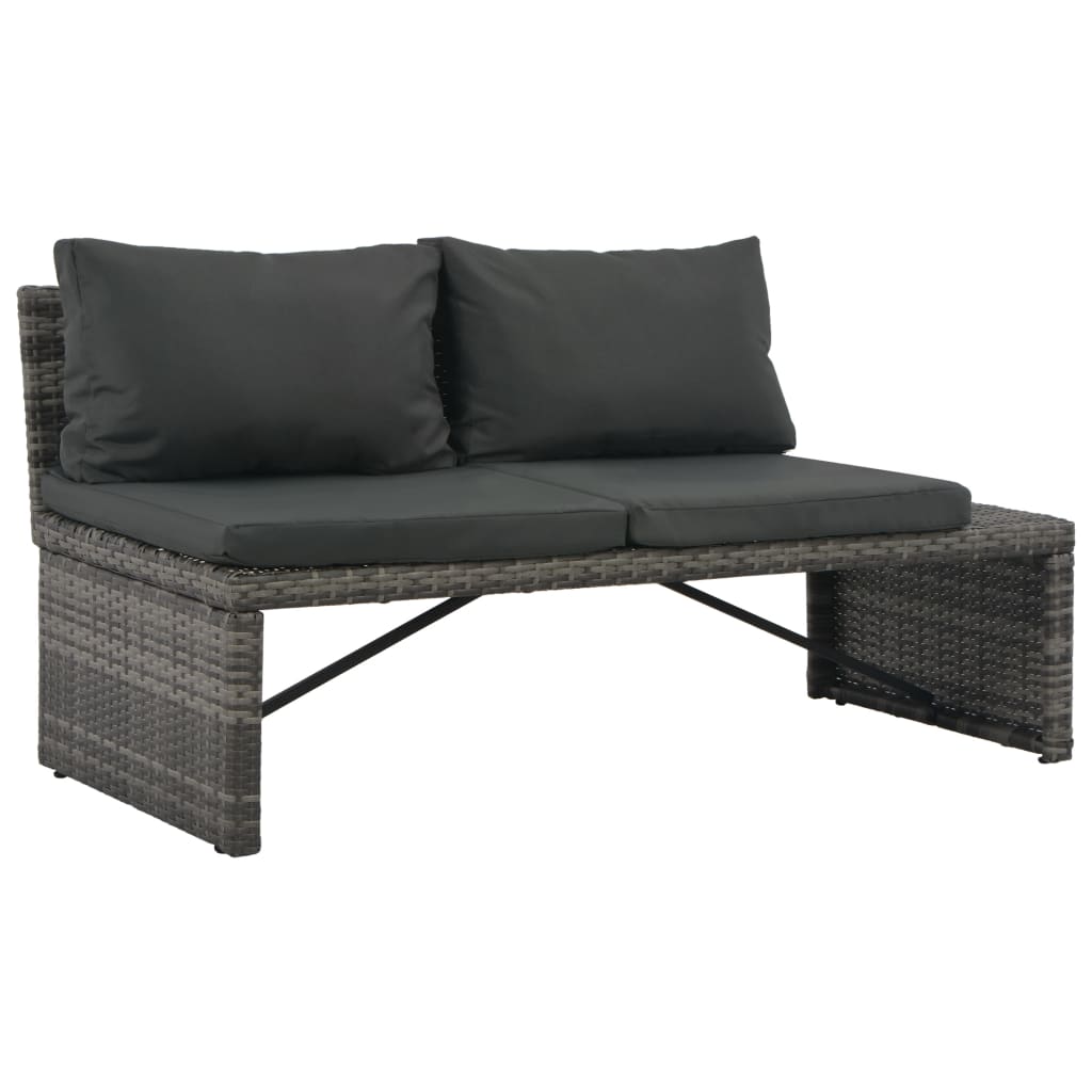 Set Mobilier De Grădină Cu Perne, 3 Piese, Gri, Poliratan