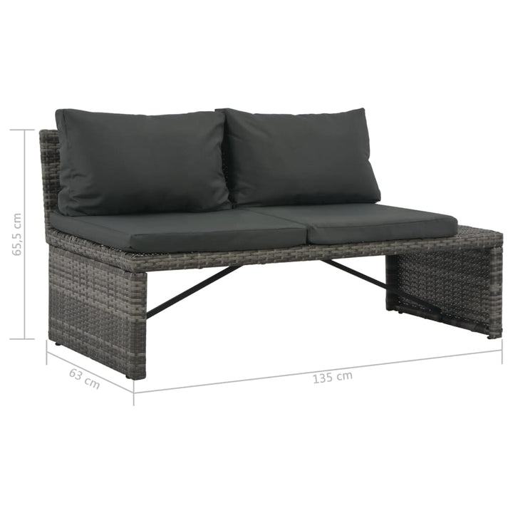 Set Mobilier De Grădină Cu Perne, 3 Piese, Gri, Poliratan