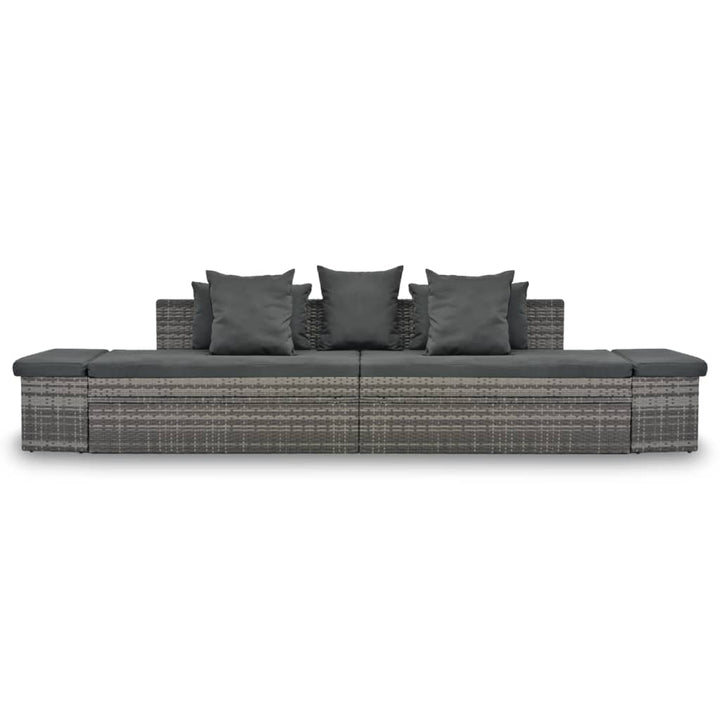 Set Mobilier De Grădină Cu Perne, 4 Piese, Gri, Poliratan