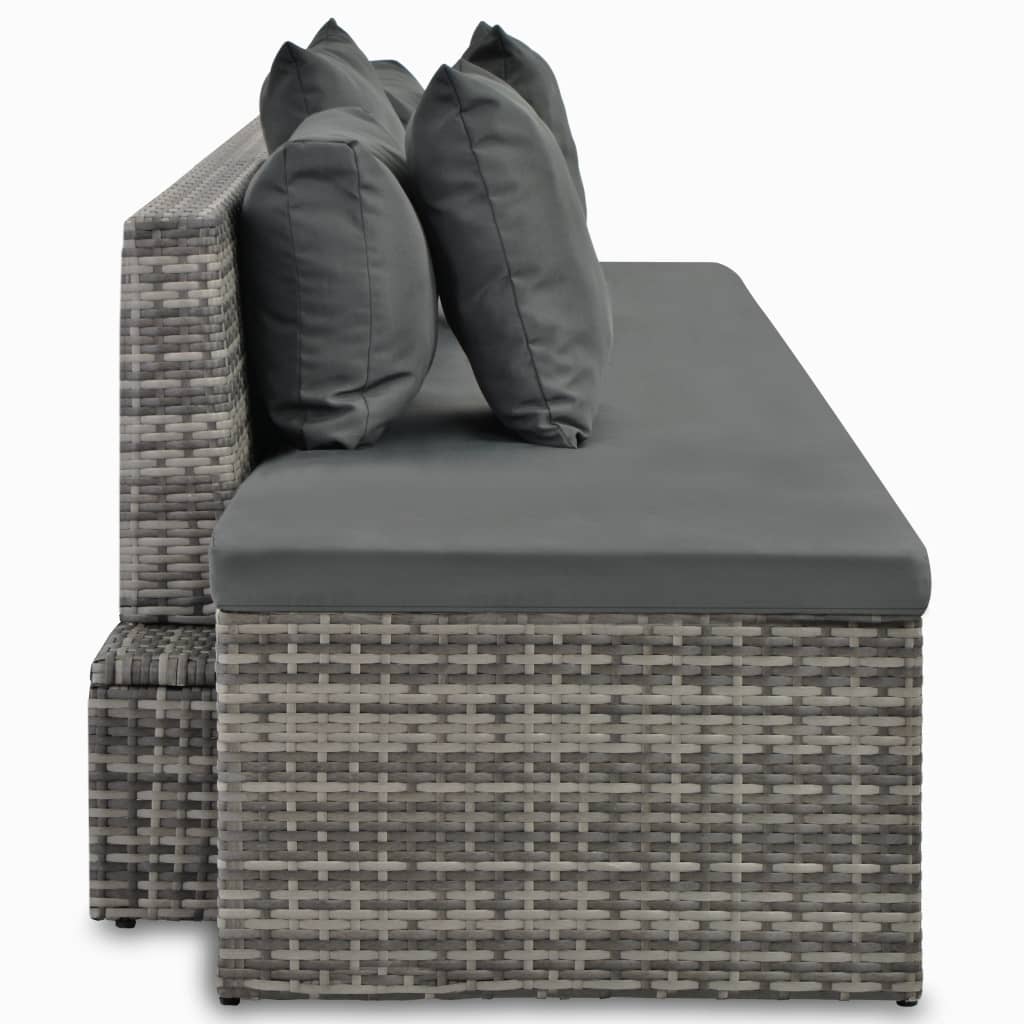 Set Mobilier De Grădină Cu Perne, 4 Piese, Gri, Poliratan