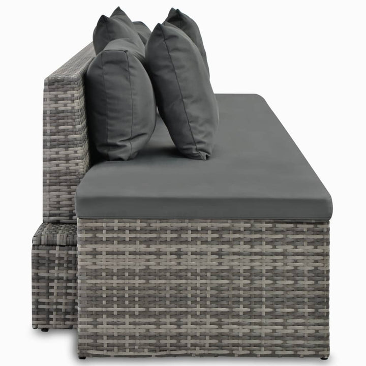 Set Mobilier De Grădină Cu Perne, 4 Piese, Gri, Poliratan