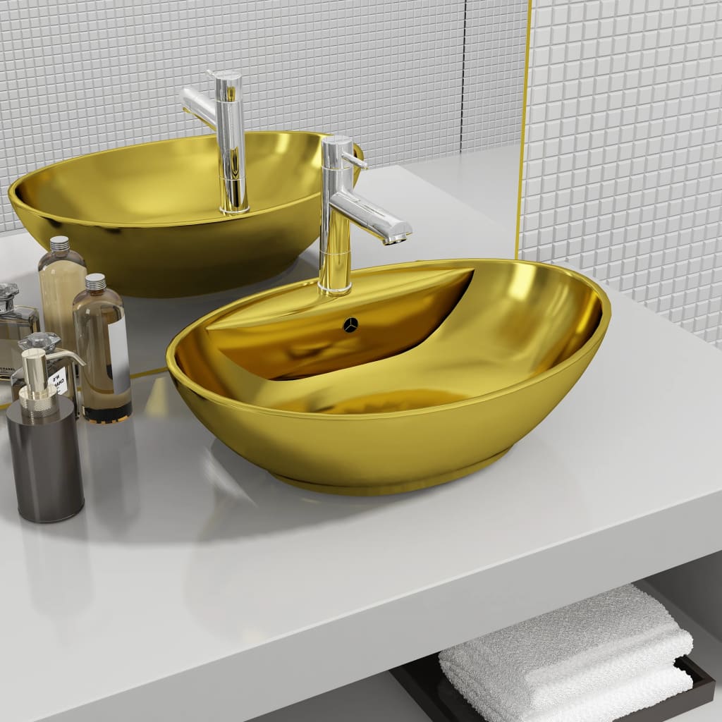 Chiuvetă Baie, Orificiu Robinet/Preaplin, , Ceramică, Oval