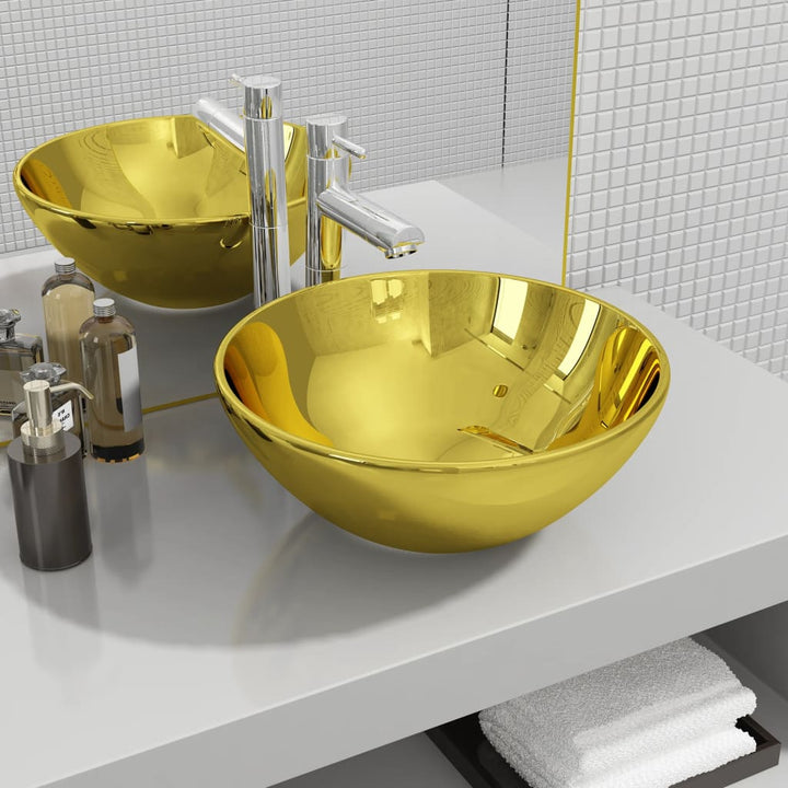 Chiuvetă Ceramică Pentru Baie, Rotundă, Neagră