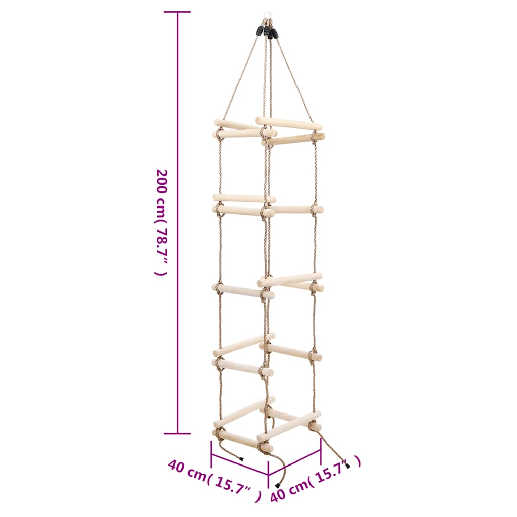 Scară Din Frânghie Pentru Copii, 200 Cm, Lemn