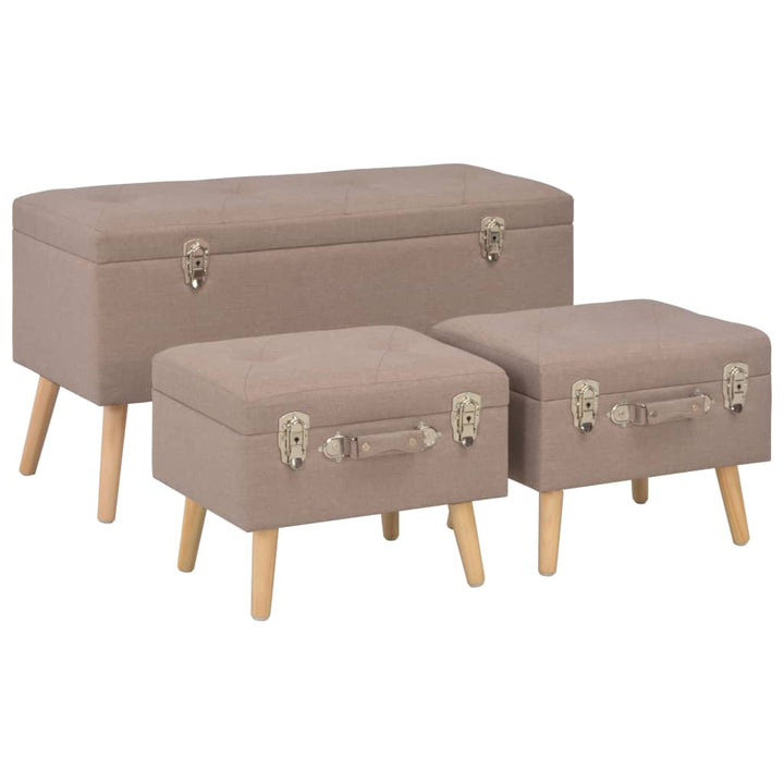 Taburete Cu Depozitare, 3 Buc., , Material Textil