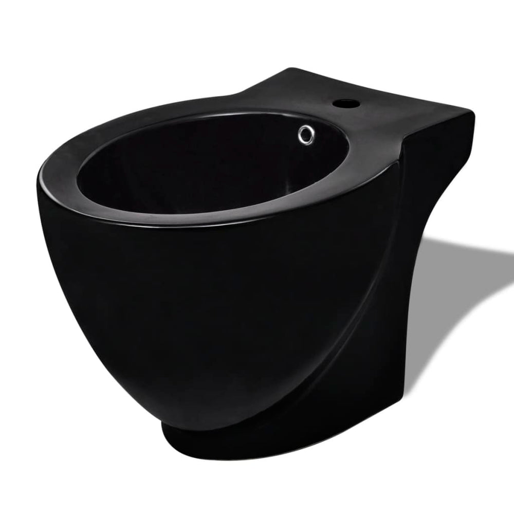 Bideu Rotund Pe Pardoseală, Negru, Ceramică Calitate Superioară