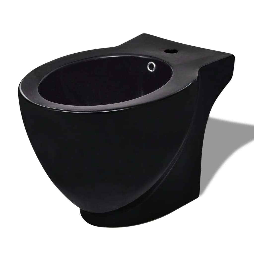 Bideu Rotund Pe Pardoseală, Negru, Ceramică Calitate Superioară