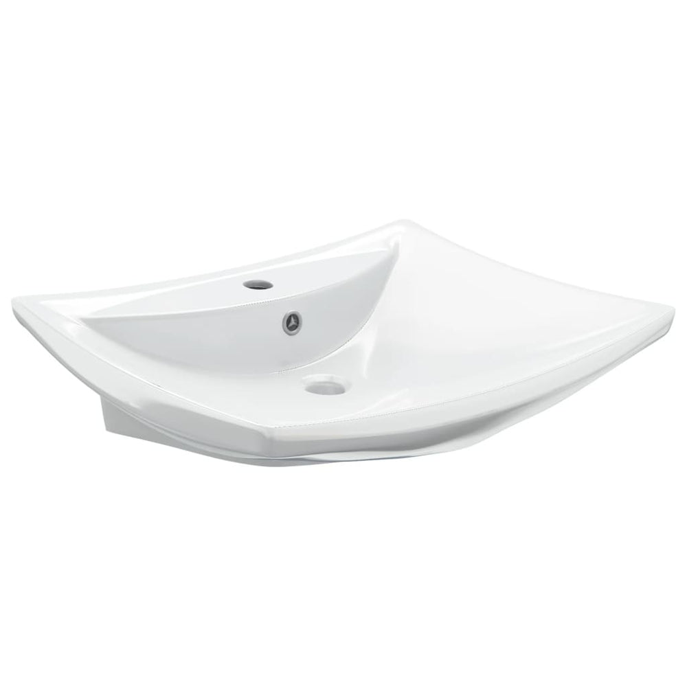 Chiuvetă Dreptunghiulară Cu Preaplin & Gaură Robinet, Ceramică