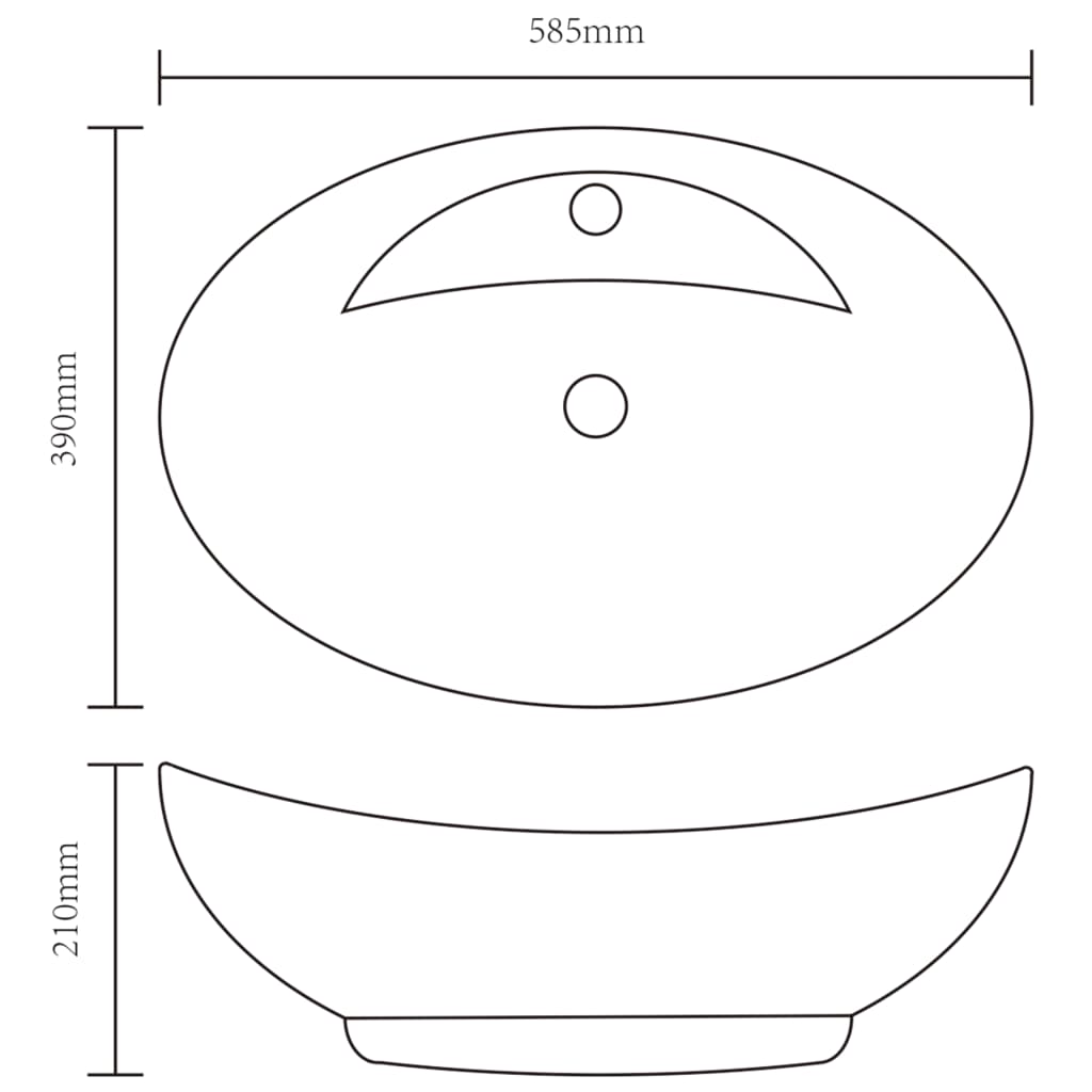 Chiuvetă Baie, Orificiu Robinet/Preaplin, , Ceramică, Oval