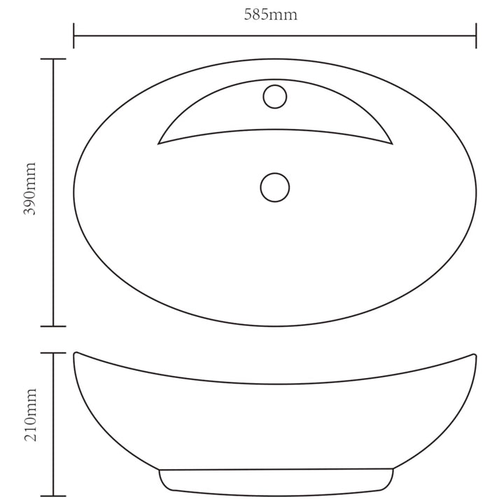 Chiuvetă Baie, Orificiu Robinet/Preaplin, , Ceramică, Oval