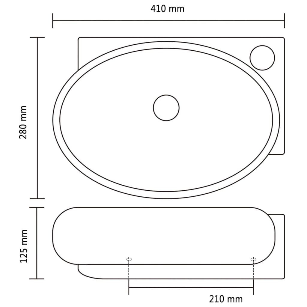 Chiuvetă Baie Orificiu Robinet/Preaplin, , Ceramică, Rotund