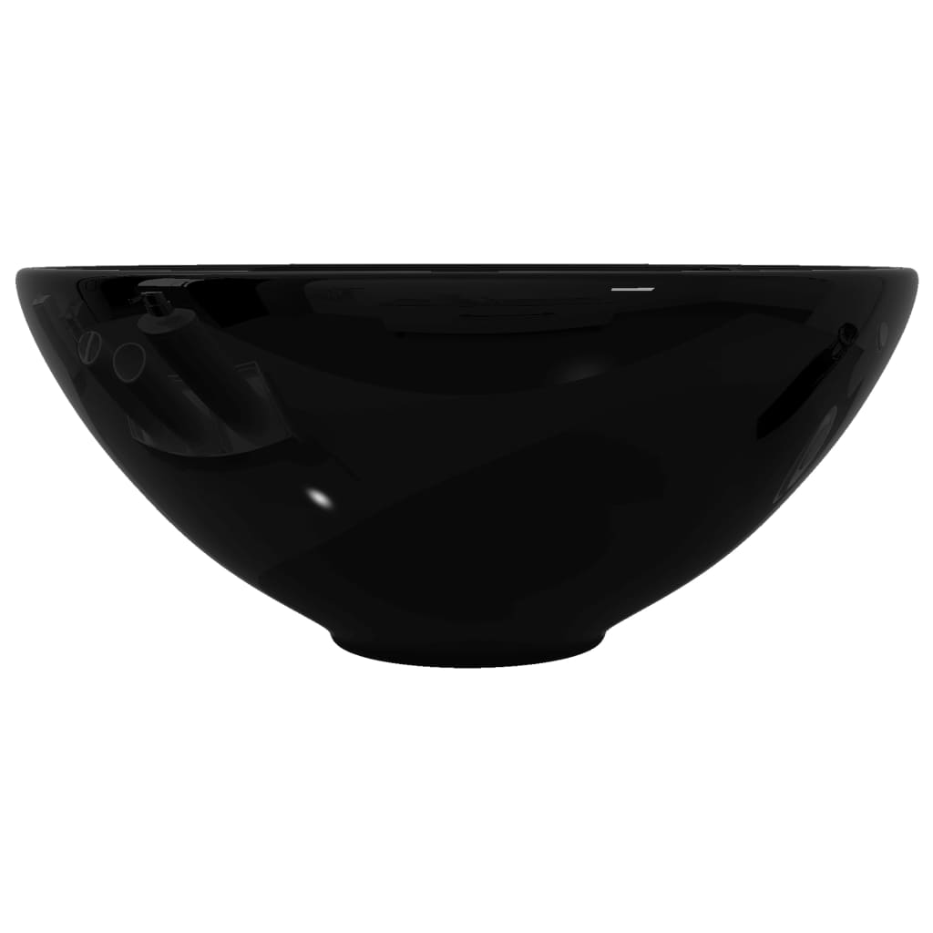Chiuvetă Ceramică Pentru Baie, Rotundă, Neagră