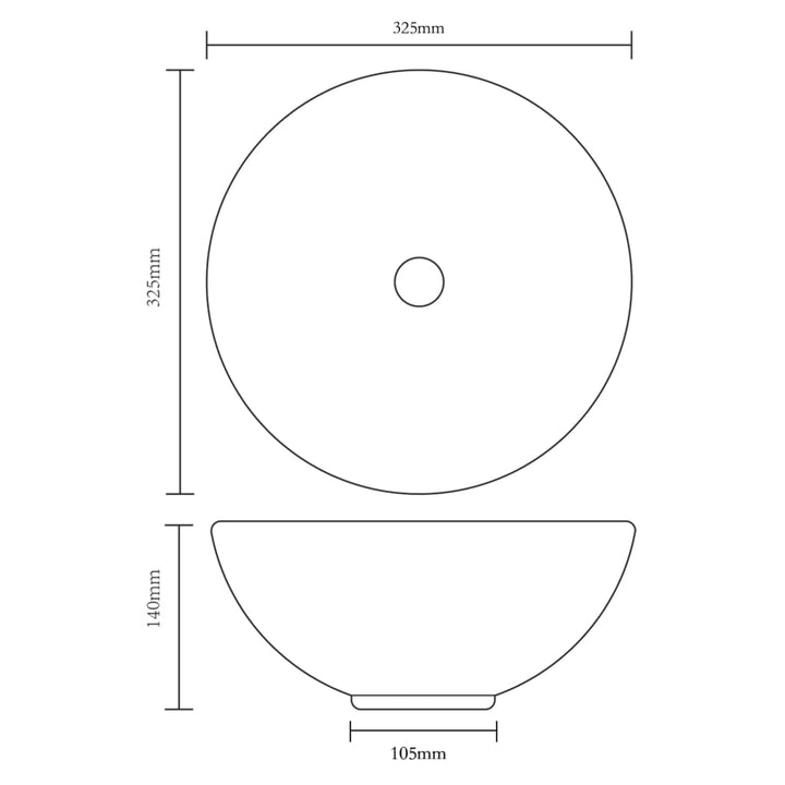 Chiuvetă Ceramică Pentru Baie, Rotundă, Neagră
