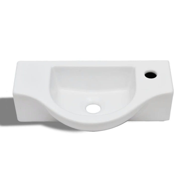 Chiuvetă De Baie Din Ceramică, Gaură Pentru Robinet Și Preaplin,