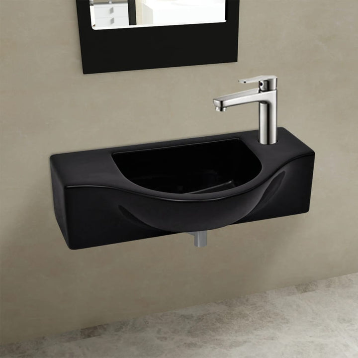 Chiuvetă De Baie Din Ceramică, Gaură Pentru Robinet Și Preaplin,