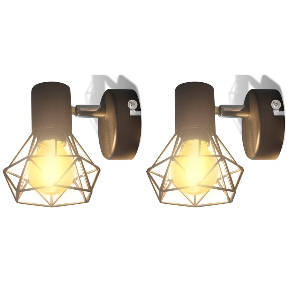 Aplice Perete Cadru Sârmă, Stil Industrial, Negru, Bec Cu Filament Led