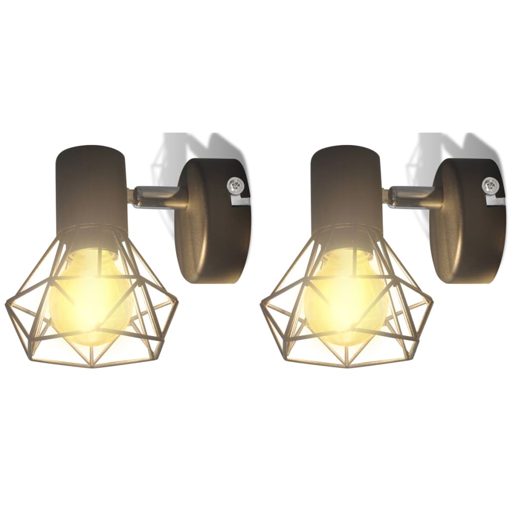 Aplice Perete Cadru Sârmă, Stil Industrial, Negru, Bec Cu Filament Led
