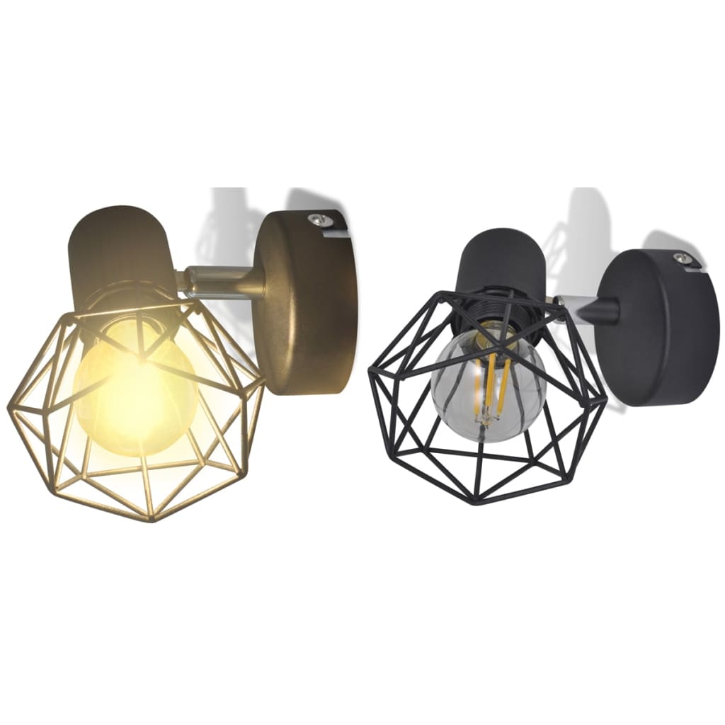 Aplice Perete Cadru Sârmă, Stil Industrial, Negru, Bec Cu Filament Led