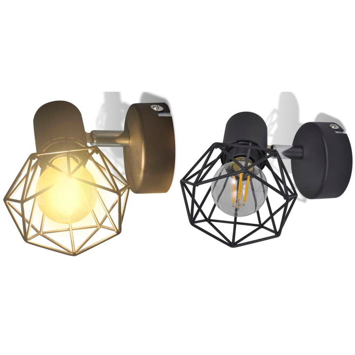 Aplice Perete Cadru Sârmă, Stil Industrial, Negru, Bec Cu Filament Led