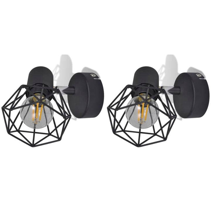Aplice Perete Cadru Sârmă, Stil Industrial, Negru, Bec Cu Filament Led
