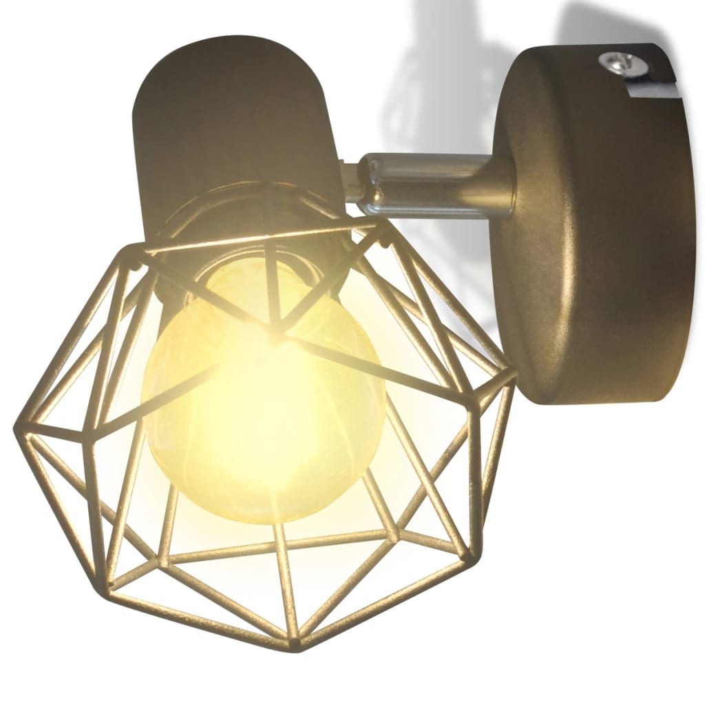 Aplice Perete Cadru Sârmă, Stil Industrial, Negru, Bec Cu Filament Led
