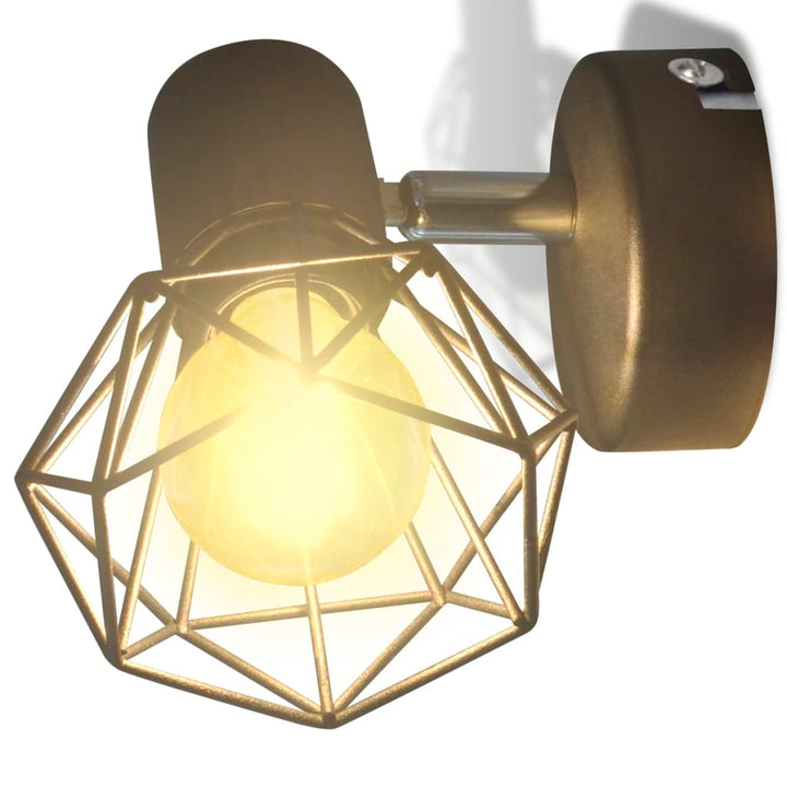 Aplice Perete Cadru Sârmă, Stil Industrial, Negru, Bec Cu Filament Led