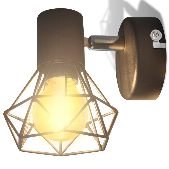 Aplice Perete Cadru Sârmă, Stil Industrial, Negru, Bec Cu Filament Led