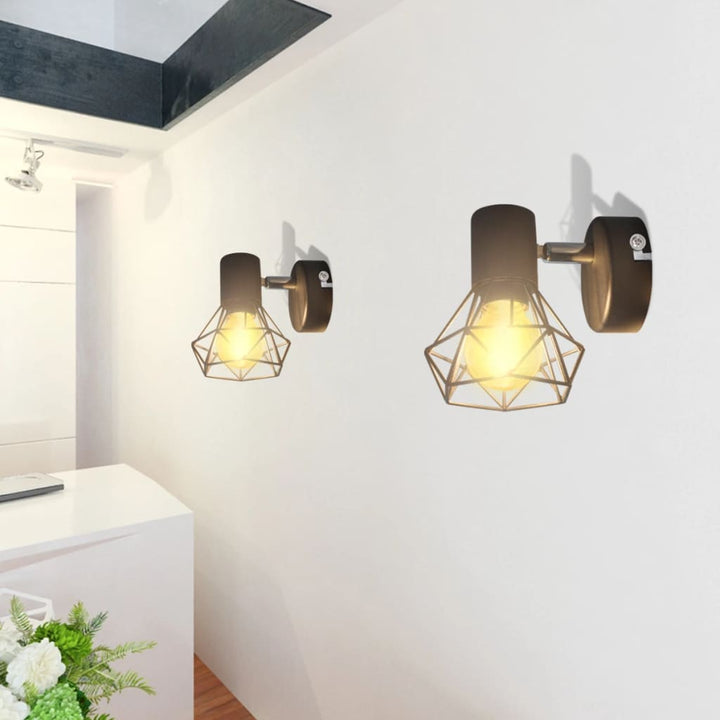 Aplice Perete Cadru Sârmă, Stil Industrial, Negru, Bec Cu Filament Led