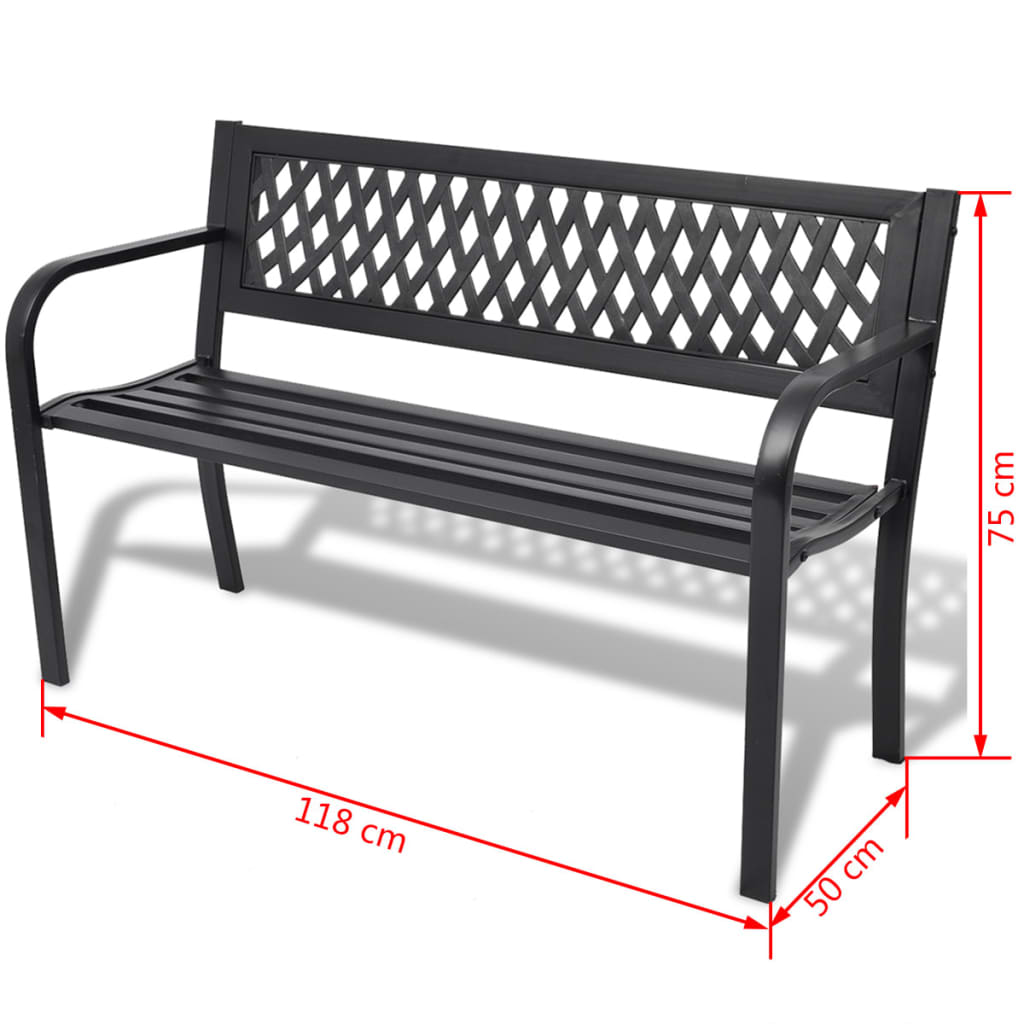 Bancă De Grădină, Negru,118 Cm, Oțel