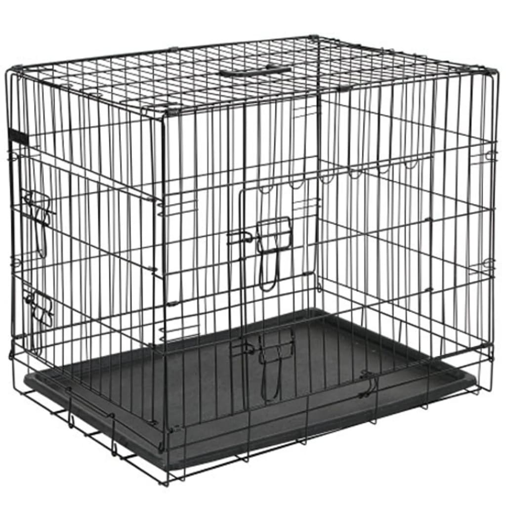@Pet Cușcă Transport Câini, Negru, 50,8X30,5X35,5 Cm, Metal 15006