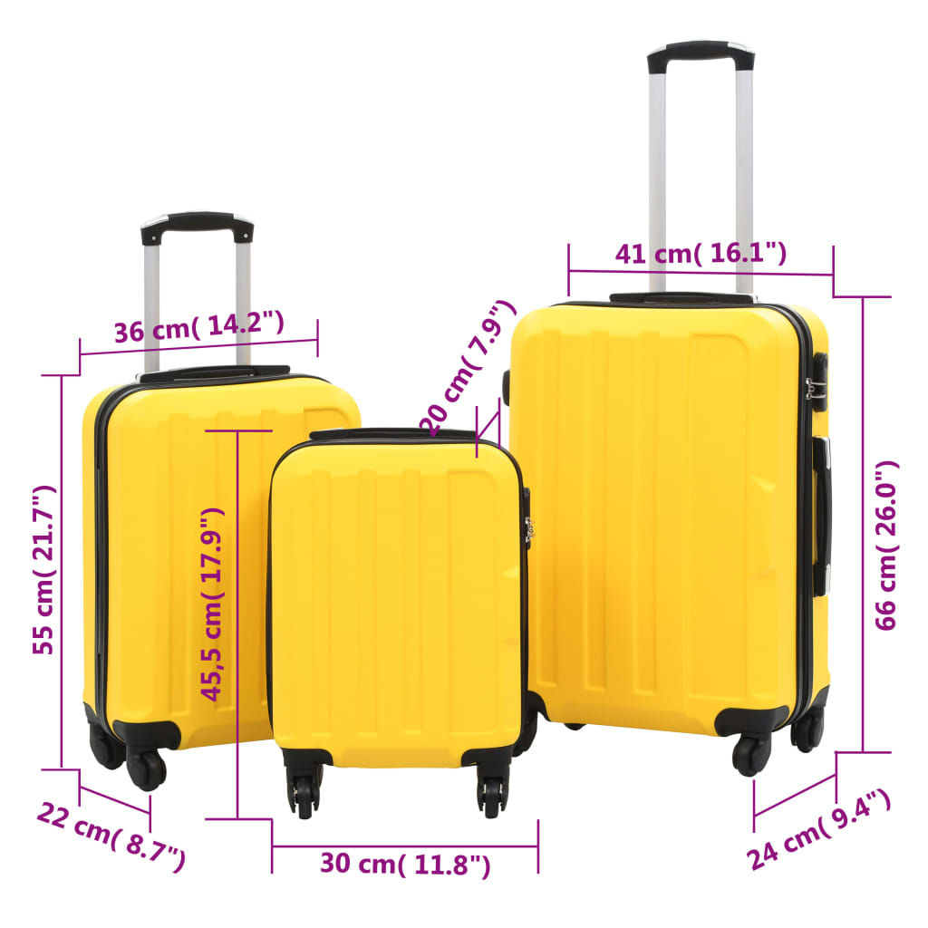 Set Valize Carcasă Rigidă, 3 Buc., , Abs