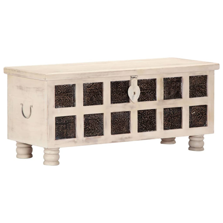 Ladă De Depozitare, Alb, 110X40X45 Cm, Lemn Masiv De Acacia