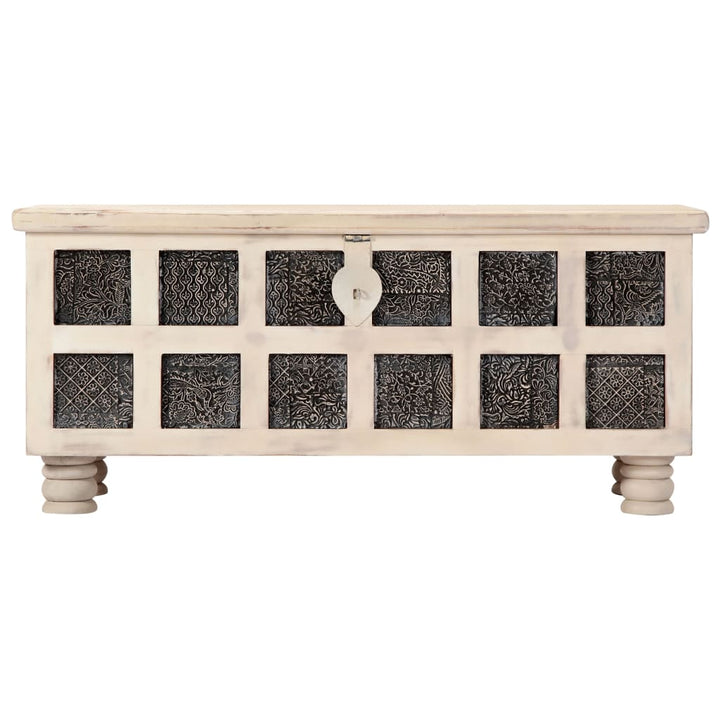 Ladă De Depozitare, Alb, 110X40X45 Cm, Lemn Masiv De Acacia