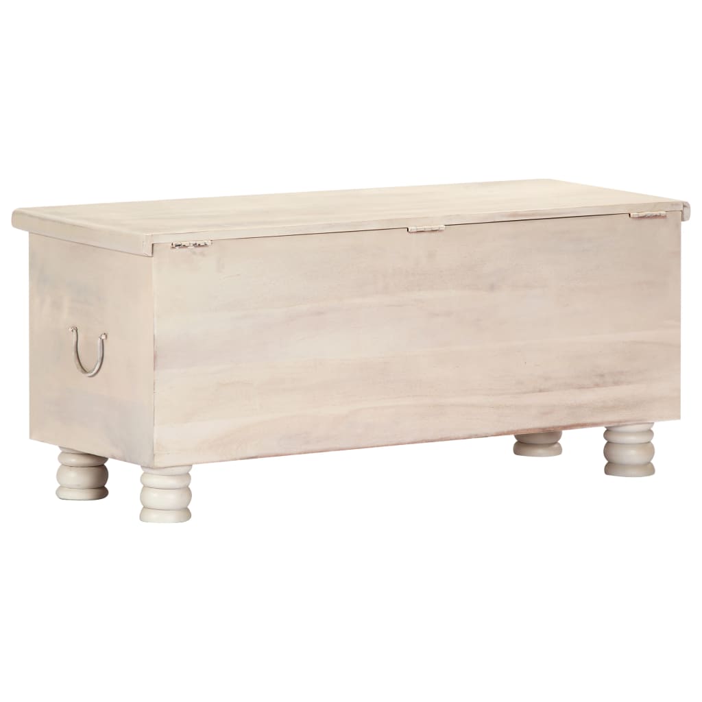 Ladă De Depozitare, Alb, 110X40X45 Cm, Lemn Masiv De Acacia