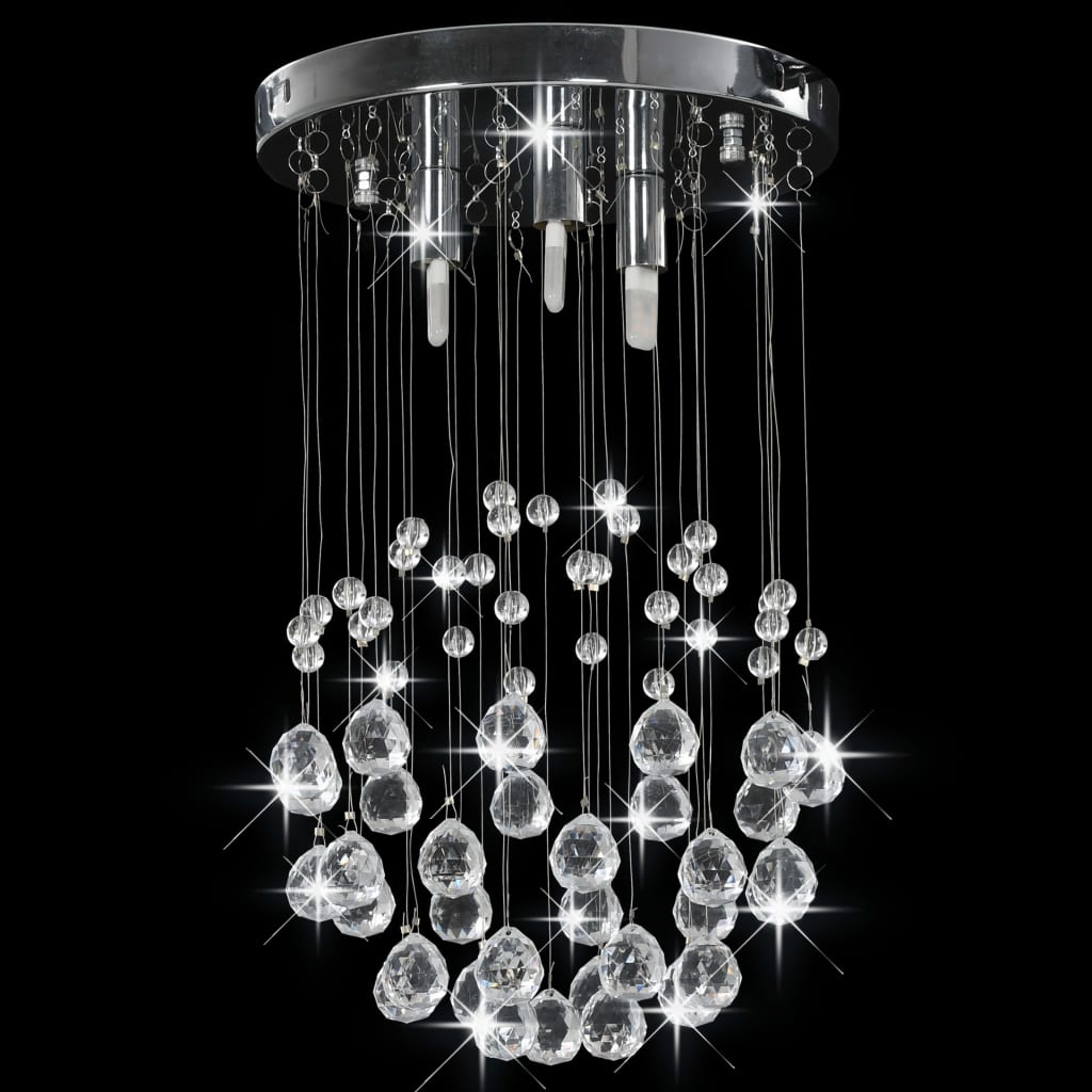 Lustră Cu Mărgele De Cristal, Argintiu, Sferă, 3 X Bec G9