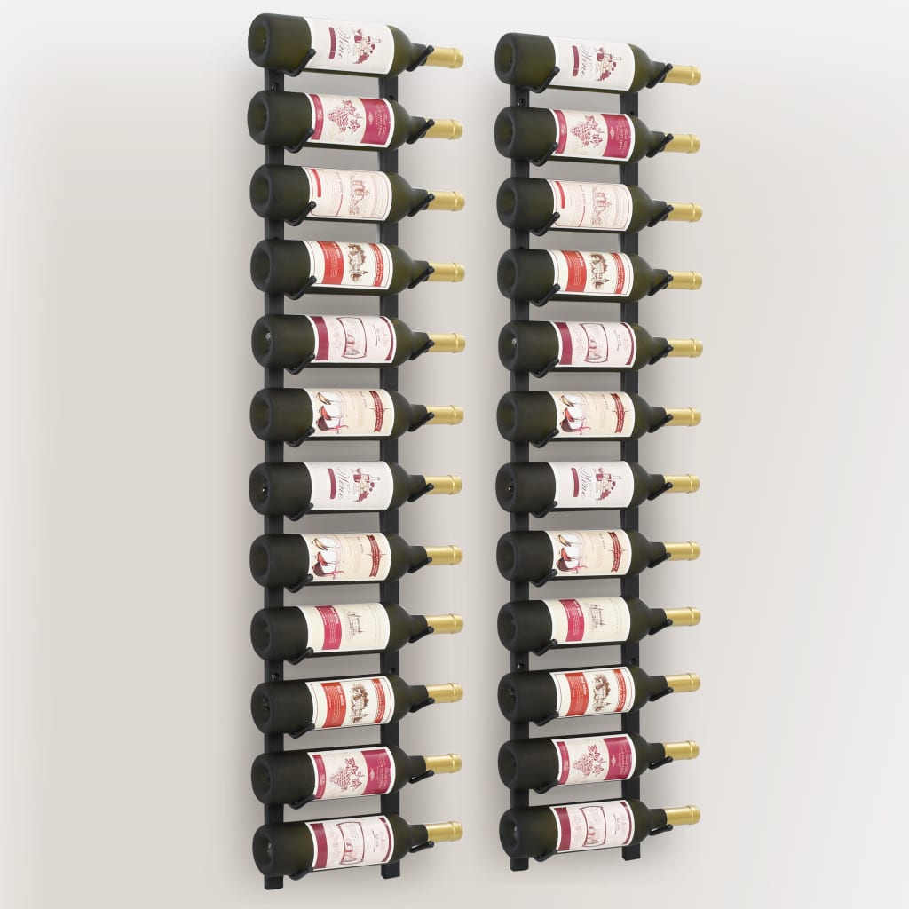 Suporturi Vin Montate Pe Perete, 12 Sticle, 2 Buc, , Fier