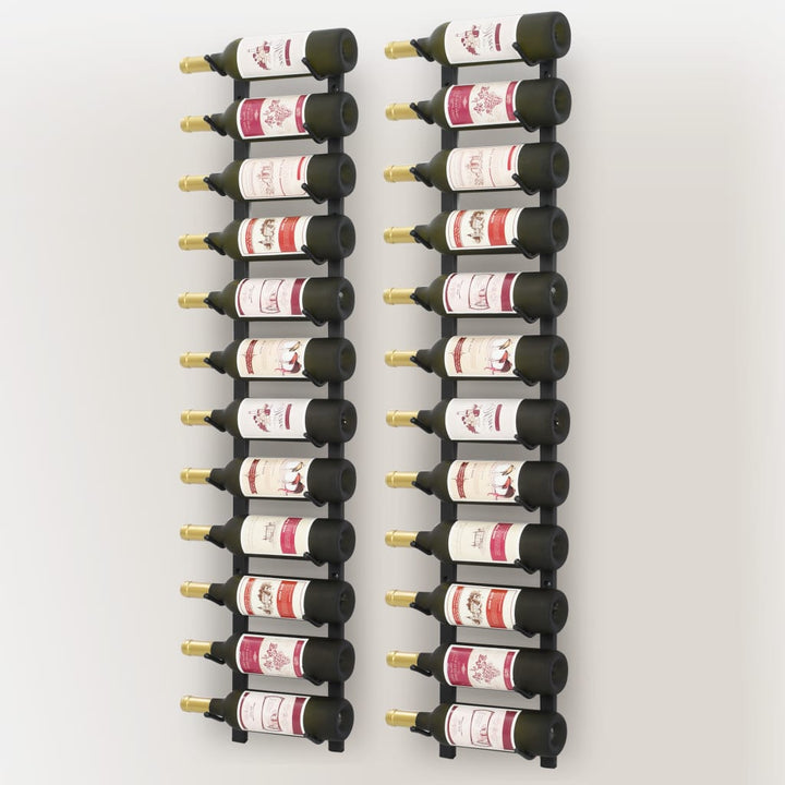Suporturi Vin Montate Pe Perete, 12 Sticle, 2 Buc, , Fier