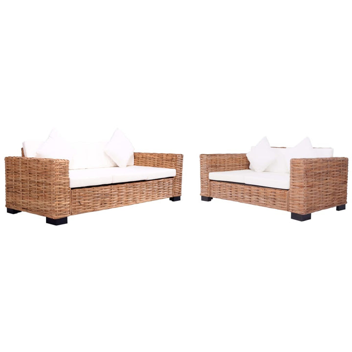 Set De Canapele De Grădină Cu Perne, 2 Piese, Ratan Natural
