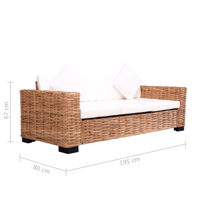 Set De Canapele De Grădină Cu Perne, 2 Piese, Ratan Natural