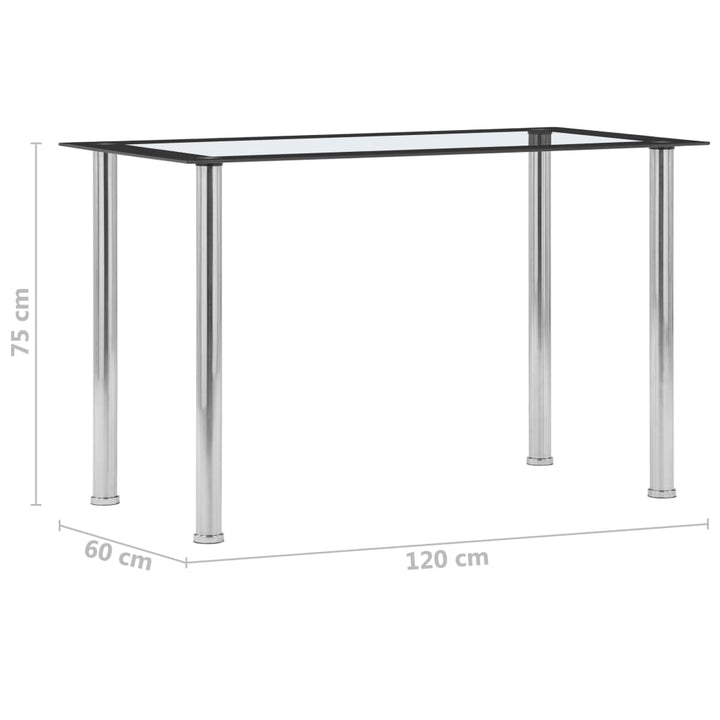 Masă De Bucătărie, Negru/Transparent, 120 X 60 X 75 Cm, Sticlă