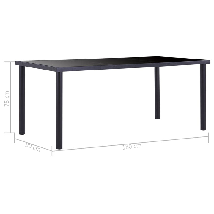Masă De Bucătărie, Negru, , Sticlă Securizată