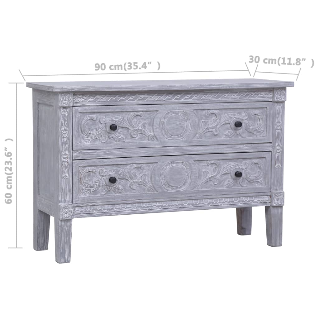 Dulap Cu 2 Sertare, 90X30X60 Cm, Lemn Masiv De Mahon