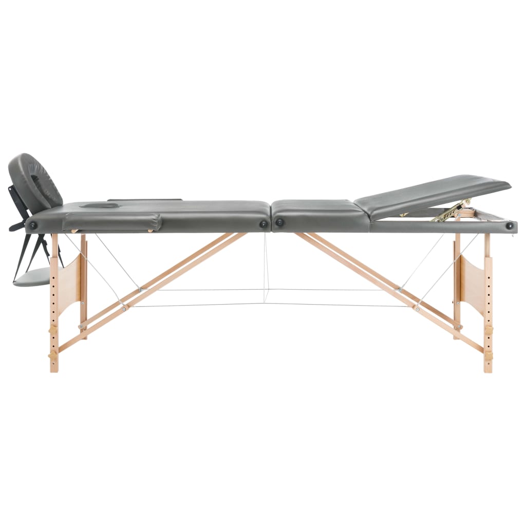 Masă De Masaj Cu 3 Zone, Cadru Din Lemn, , 186 X 68 Cm