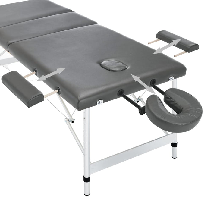 Masă De Masaj Cu 3 Zone, Cadru Aluminiu, , 186 X 68 Cm