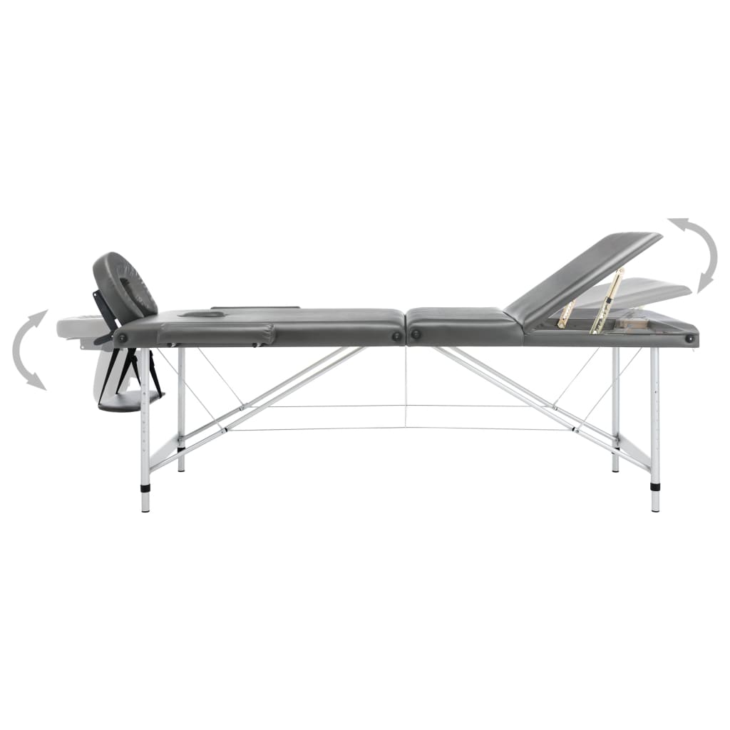Masă De Masaj Cu 3 Zone, Cadru Aluminiu, , 186 X 68 Cm