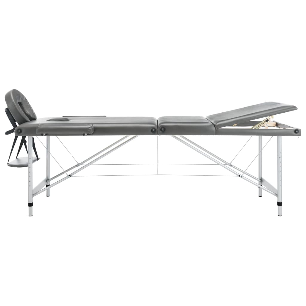 Masă De Masaj Cu 3 Zone, Cadru Aluminiu, , 186 X 68 Cm