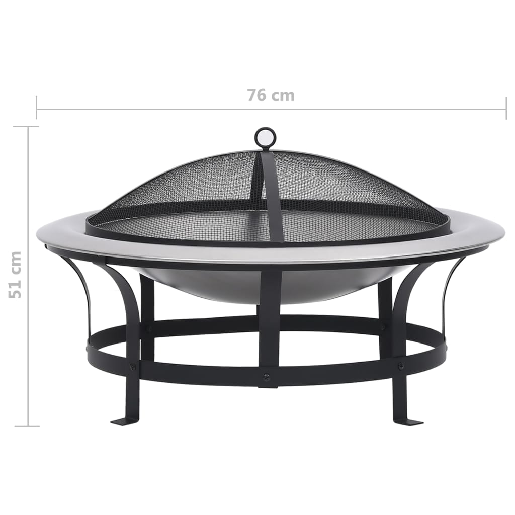Vatră De Foc De Exterior Cu Grătar, 76 Cm, Oțel Inoxidabil