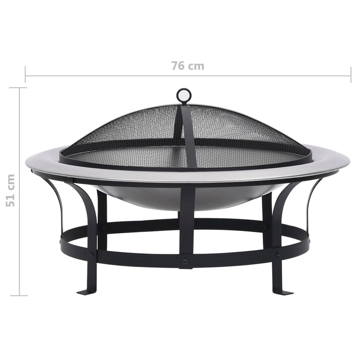 Vatră De Foc De Exterior Cu Grătar, 76 Cm, Oțel Inoxidabil